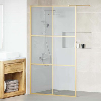 vidaXL Stena walk-in sprchy Zlatá 115 x 195 cm tvrdené sklo
