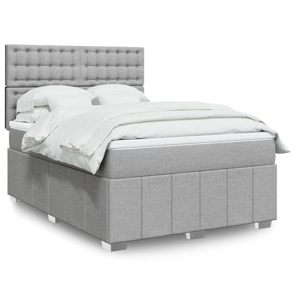 vidaXL Boxspring posteľ s matracom svetlosivá 100x200 cm látka