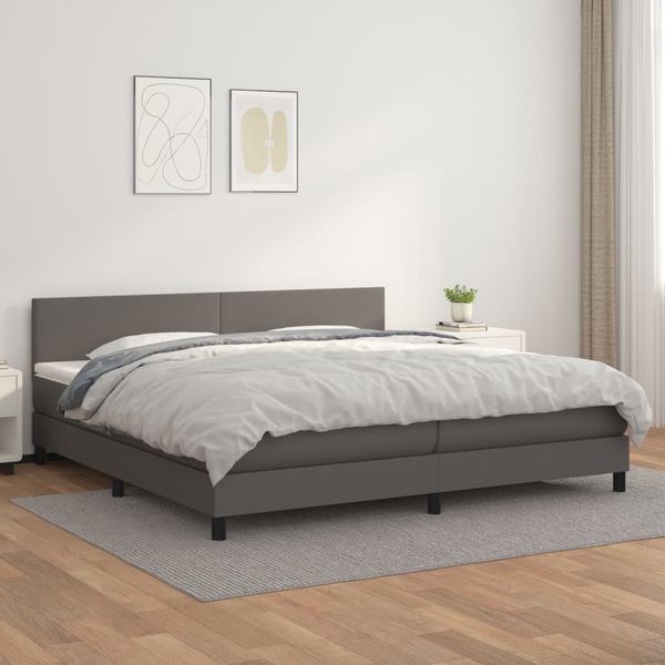 vidaXL Boxspring posteľ s matracom sivá 200x200 cm umelá koža