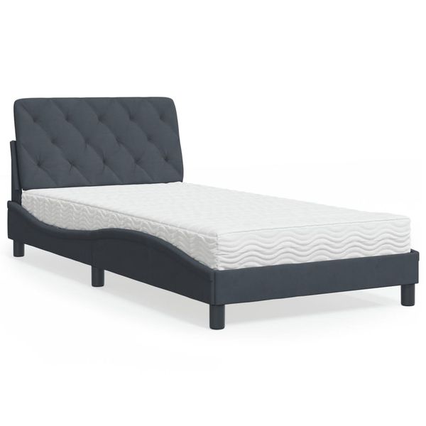 vidaXL Posteľ s matracom tmavosivý 100x200 cm zamat