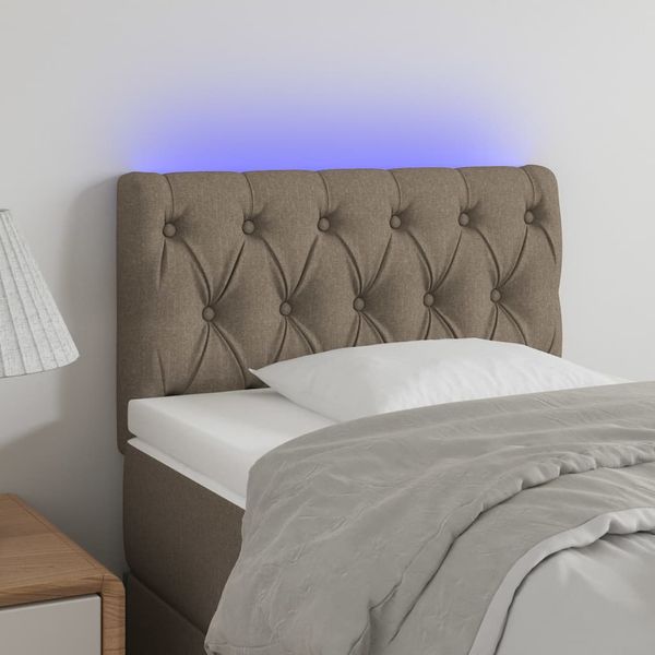 vidaXL Čelo postele s LED sivohnedé 80x7x78/88 cm látka