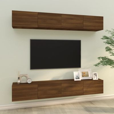 vidaXL Nástenné TV skrinky 4 ks hnedý dub sonoma 100x30x30 cm