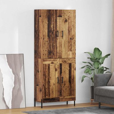 vidaXL Highboard Staré drevo 69,5 x 34 x 180 cm Kompozitné drevo