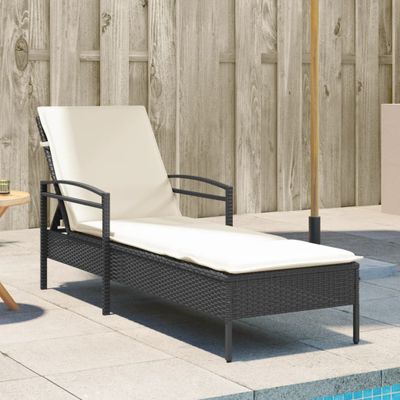 vidaXL Záhradné ležadlo s vankúšom čierne 63x200x81 cm polyratan