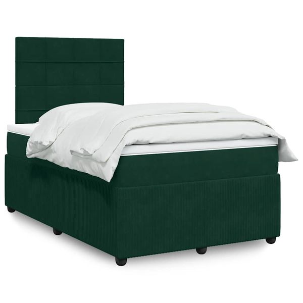 vidaXL Boxspring posteľ s matracom, tmavozelená 120x190cm, zamat