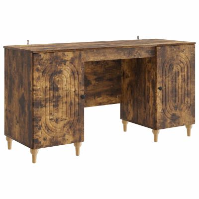 vidaXL Stôl s poličkou Dymový dub 142,5 x 50 x 75 cm Kompozitné drevo