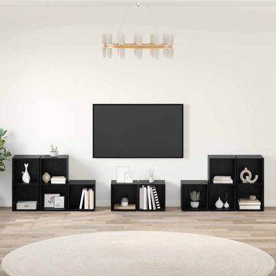 vidaXL Sada televíznych stolíkov 8 pcs Čierny dub Kompozitné drevo