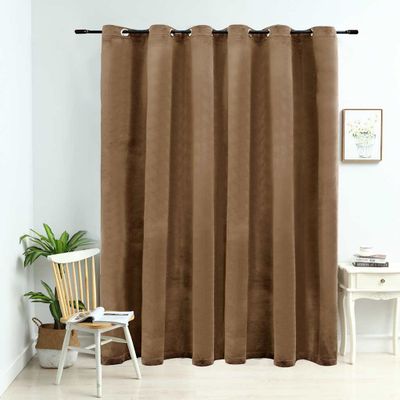 vidaXL Zatemňovací záves s kovovými očkami, zamat, béžový 290x245 cm