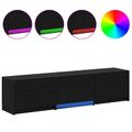 vidaXL TV skriňa s LED Čierny Dub 165 x 34 x 40 cm Konštruované drevo
