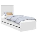 vidaXL Rám postele so zásuvkou Biela 75 x 190 cm Inžinierske drevo