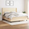 vidaXL Posteľný rám boxspring s matracom krémový 160x200 cm látka