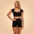 Dámske tričko Cropped Sense Black - BeastPink, veľkosť XL, veľkosť oblečenia XL
