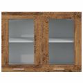 vidaXL Závesná sklenená skrinka “Lyon” Old Wood 80x31x60 cm