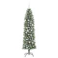 vidaXL Umelý chudý vianočný strom Zelená a biela 180 cm