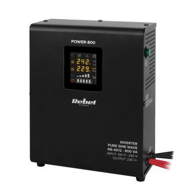 Zdroj záložný REBEL POWER-800 12V 230V 800VA 500W Black nástenný