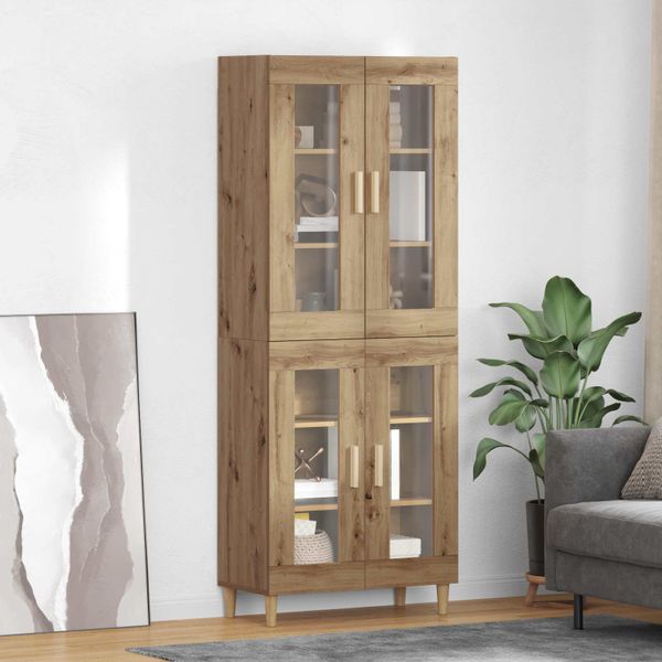 vidaXL Highboard Remeselný dub 69,5 x 34 x 180 cm Kompozitné drevo
