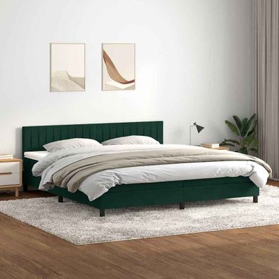 vidaXL Box Spring Posteľ s matracom Tmavo zelená 200x210 cm Zamat