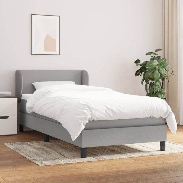 vidaXL Posteľný rám boxsping s matracom bledosivý 90x190 cm látka
