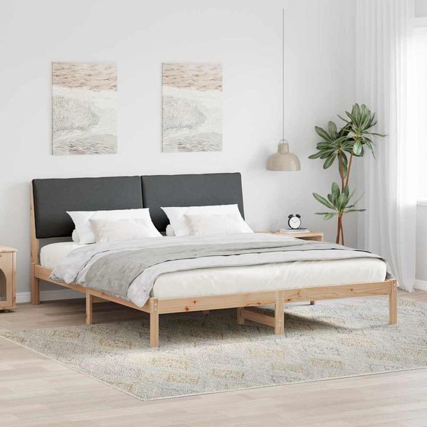 vidaXL Rám postele hnedá a tmavosivá 180 x 200 cm Borovicový masív