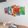 Sada obrazov na stenu, farebný motív s nápisom Home 200 x 100 cm