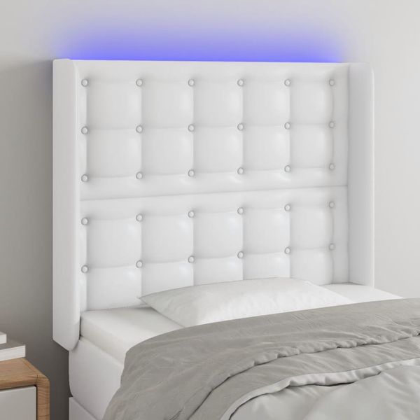 VidaXL Čelo postele biele 103x16x118/128 cm umelá koža