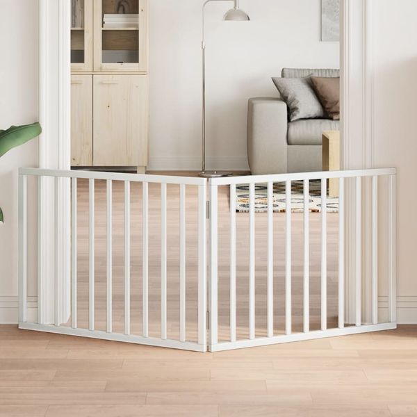vidaXL Skladacia brána pre psa, 2 panely, biela 160 cm, topoľové drevo