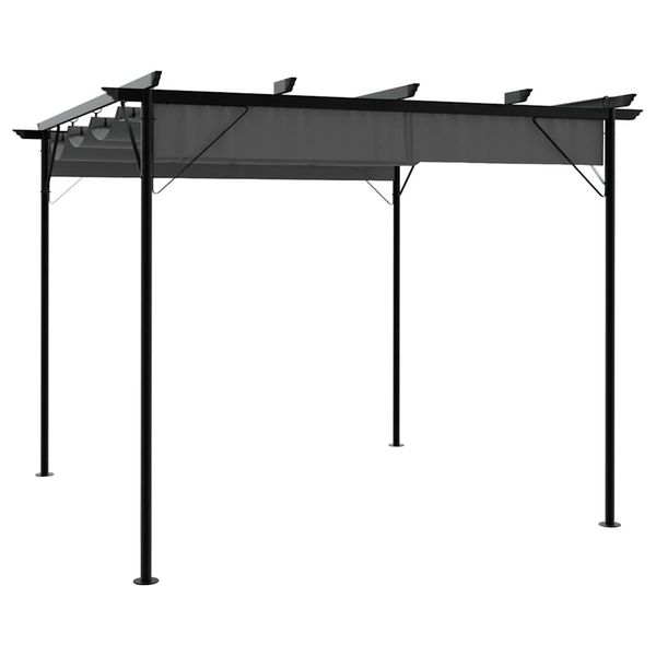 vidaXL Pergola so zaťahovacou strechou antracitová 3x3 m oceľ 180 g/m²