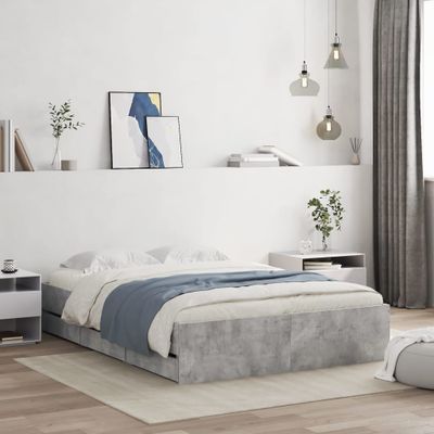vidaXL Posteľný rám so zásuvkami betónovosivý 135x190cm kompozit.drevo