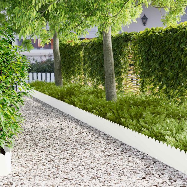 vidaXL Obrubník trávnika 10 pcs 103 x 25 cm Oceľ Biela