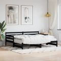 vidaXL Vysúvacia denná posteľ čierna 90x190 cm masívna borovica