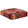 vidaXL Patchwork taburetka červená 50x50x12 cm bavlnená štvorcová ručne vyrobená