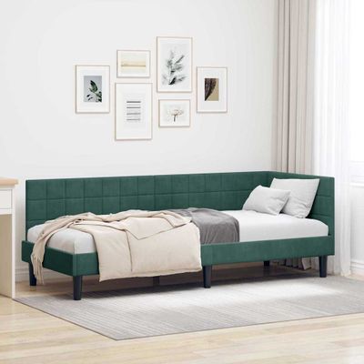 vidaXL Rohový rám postele Tmavozelená 80 cm x 200 cm Zamat
