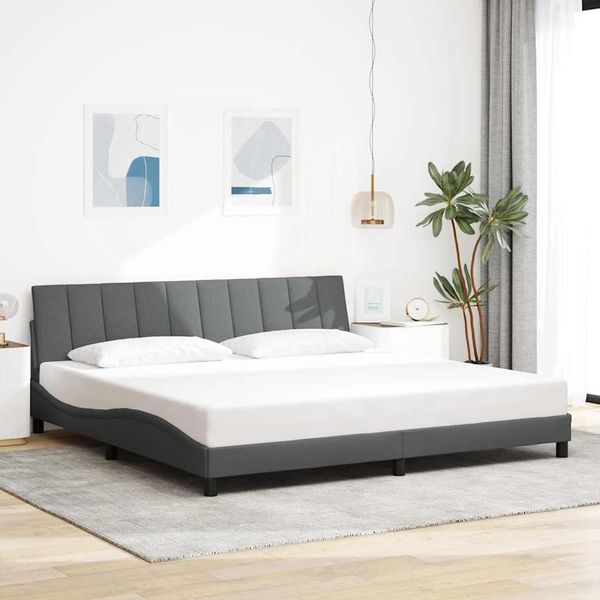 vidaXL Rám postele bez matraca Hanko tmavosivá 200x200 cm látka