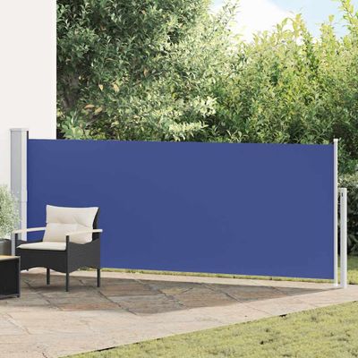 vidaXL Zaťahovacia bočná markíza na terasu 140x500 cm, modrá