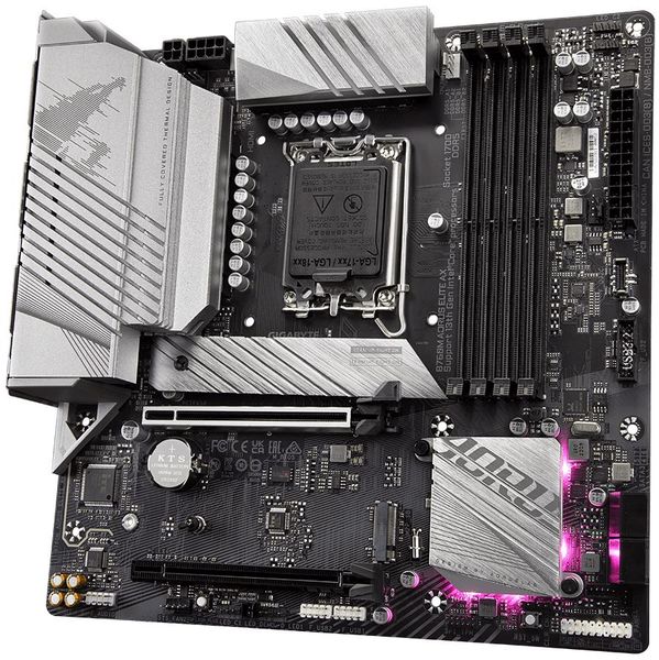 GIGABYTE B760M AORUS ELITE AX/LGA 1700/mATX Základní deska, Intel B760, LGA1700, 4x DDR5 DIMM (max. 128GB), 2x M.2, Wi-Fi, HDMI, DisplayPort, USB typ C, mATX