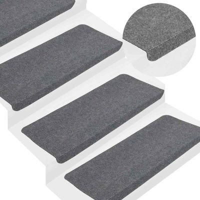 vidaXL Samolepiace nášľapy na schody 15 ks 65x24,5x3,5 cm sivé