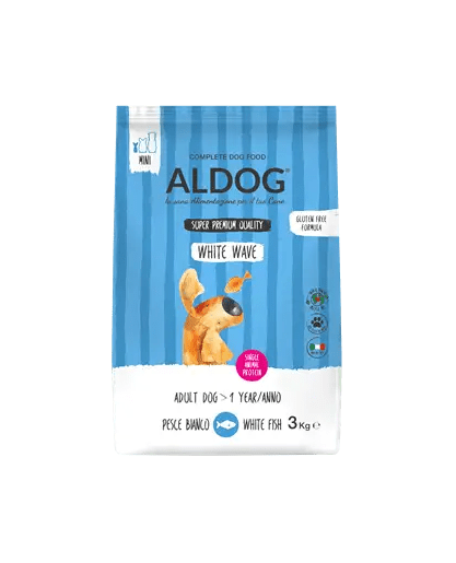 Aldog 2D-WW3S White Wave Mini  granule pre dospelých psov, malé plemená, biela ryba, 3 kg
