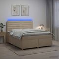 vidaXL Posteľ boxspring s matracom Krémová 140 x 200 cm Látka