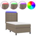 vidaXL Posteľ boxsping s matracom a LED sivohnedá 100x200 cm látka