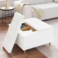 vidaXL Ottoman s Úložným Priestorom Biely 80 x 80 x 45 cm Umelá koža