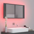 vidaXL LED kúpeľňová zrkadlová skrinka sivá 80x12x45 cm akryl