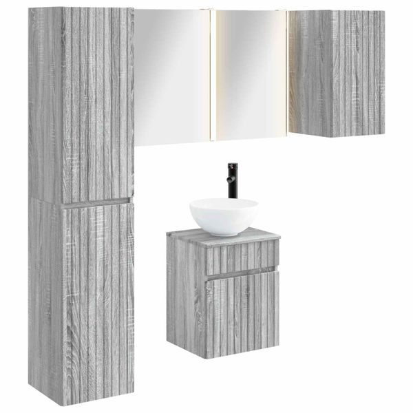 vidaXL Set kabinetov do kúpeľne 5 pcs Sivý Sonoma 43 x 11,5 x 60,5 cm