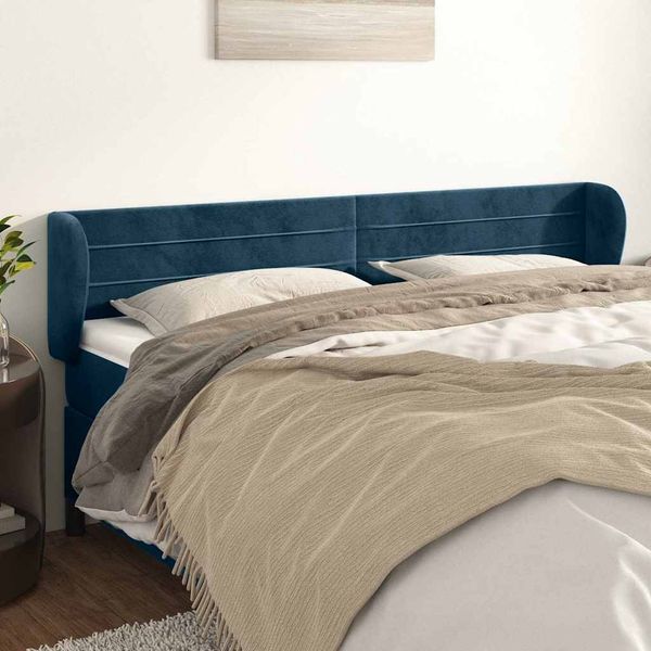 vidaXL Čelo postele so záhybmi tmavomodrá 183x23x78/88 cm zamat