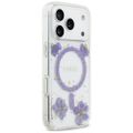 Puzdro Guess Resin Flowers Glitter MagSafe pre iPhone 17 Pro fialové