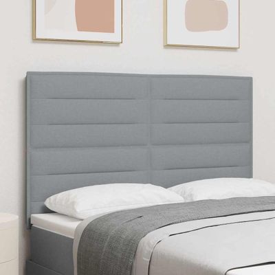 vidaXL LED hlavová doska s LED pásikmi Svetlosivá 144 cm látka