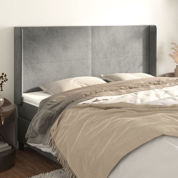 vidaXL Čelo postele so záhybmi bledosivé 203x16x118/128 cm zamat