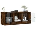 vidaXL TV skrinka so sklenenými dvierkami dymový dub 102x37x42 cm