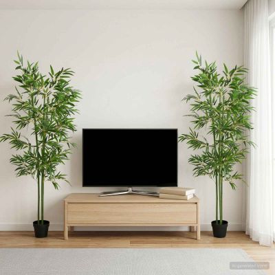 vidaXL Umelý bambusový strom 4 ks Zelená 60 x 18 x 190 cm