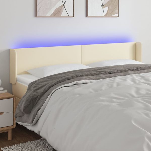 vidaXL Čelo postele krémové 183x16x78/88 cm umelá koža