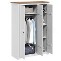 vidaXL 3-dverový šatník biely 118x50x171,5 cm borovicové drevo Panama Range